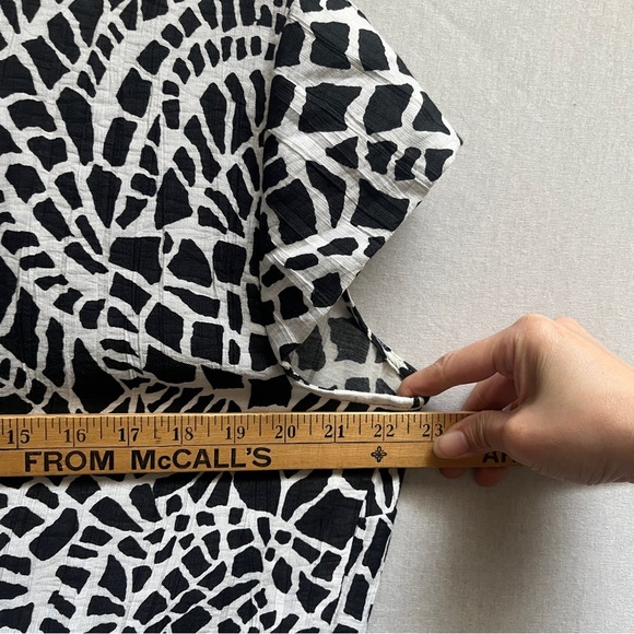 Nueva black white scale print bamboo short sleeve belted dress Sz 16 - Picture 12 of 13